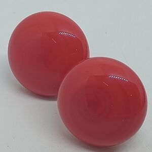 * vintage gorgeous cherry red Japan glass button screw back earrings